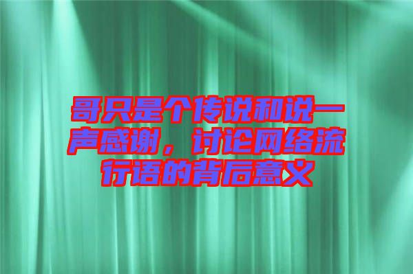 哥只是個傳說和說一聲感謝，討論網絡流行語的背后意義
