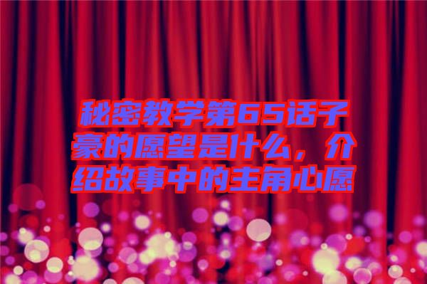 秘密教學(xué)第65話(huà)子豪的愿望是什么，介紹故事中的主角心愿