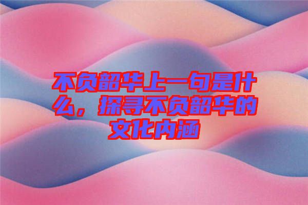 不負韶華上一句是什么，探尋不負韶華的文化內涵