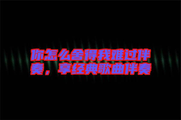 你怎么舍得我難過伴奏，享經典歌曲伴奏