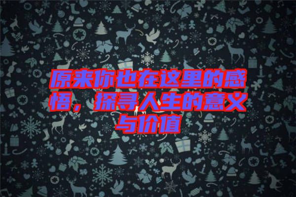 原來(lái)你也在這里的感悟,探尋人生的意義與價(jià)值