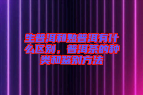 生普洱和熟普洱有什么區別，普洱茶的種類和鑒別方法