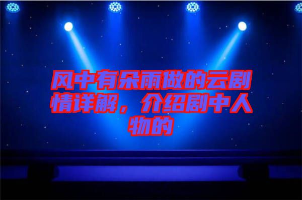 風(fēng)中有朵雨做的云劇情詳解,介紹劇中人物的
