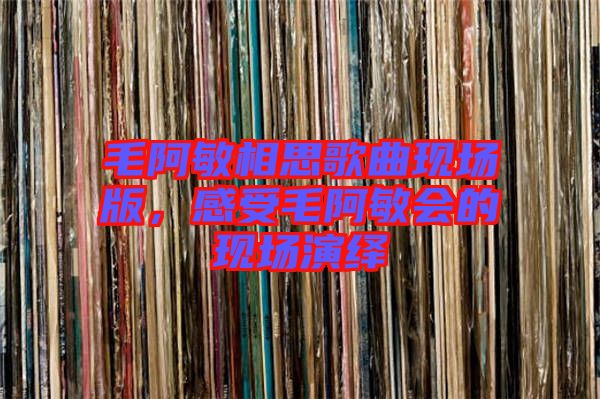 毛阿敏相思歌曲現場版，感受毛阿敏會的現場演繹