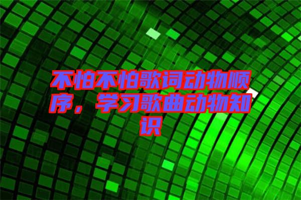 不怕不怕歌詞動物順序,學習歌曲動物知識