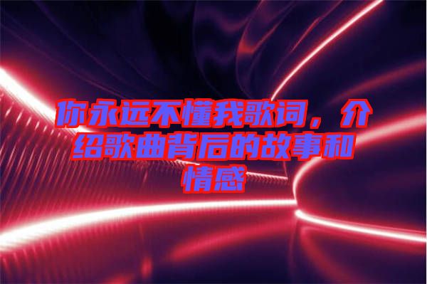 你永遠不懂我歌詞,介紹歌曲背后的故事和情感