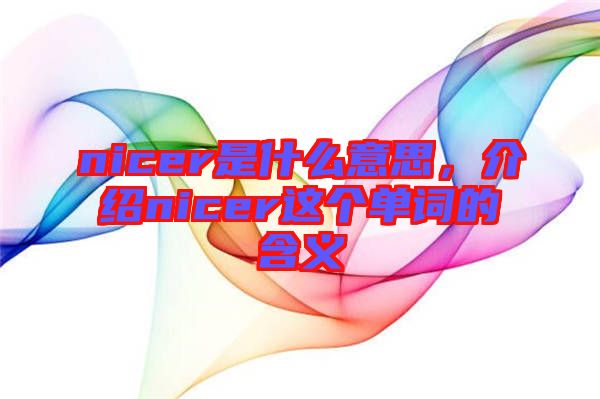 nicer是什么意思，介紹nicer這個單詞的含義