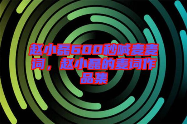 趙小磊600秒喊麥麥詞,趙小磊的麥詞作品集