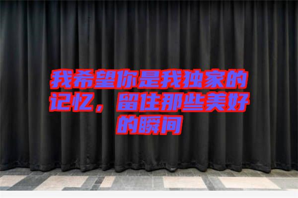 我希望你是我獨家的記憶，留住那些美好的瞬間