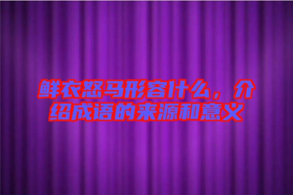 鮮衣怒馬形容什么,介紹成語的來源和意義