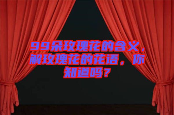 99朵玫瑰花的含義，解玫瑰花的花語，你知道嗎？