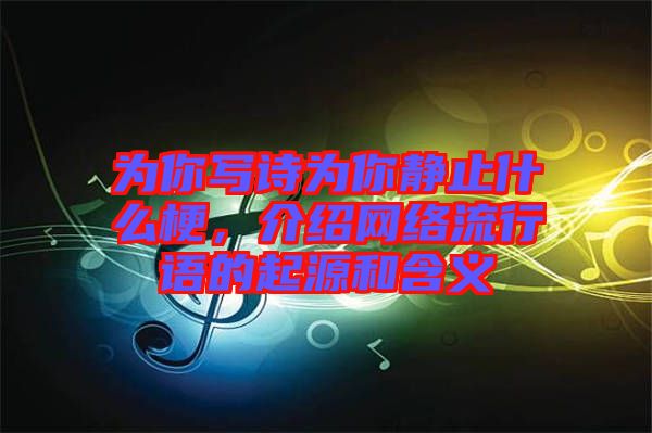 為你寫詩(shī)為你靜止什么梗，介紹網(wǎng)絡(luò)流行語的起源和含義
