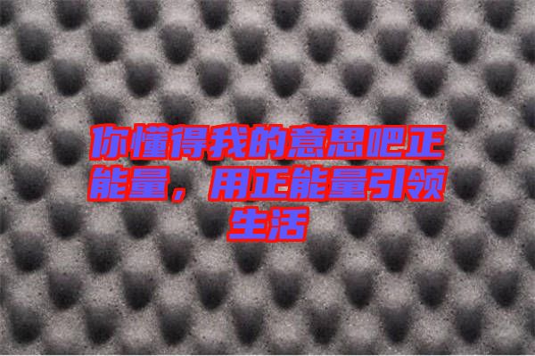 你懂得我的意思吧正能量，用正能量引領(lǐng)生活