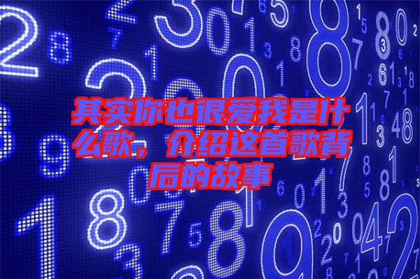 其實你也很愛我是什么歌，介紹這首歌背后的故事