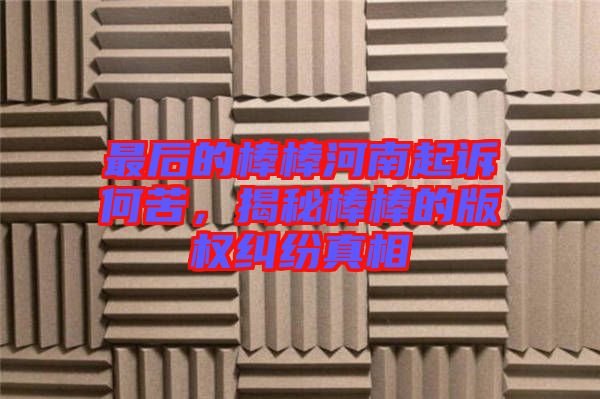 最后的棒棒河南起訴何苦，揭秘棒棒的版權(quán)糾紛真相
