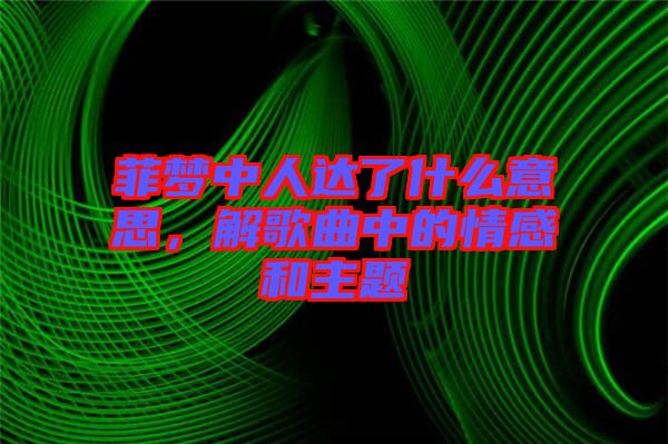 菲夢中人達了什么意思，解歌曲中的情感和主題