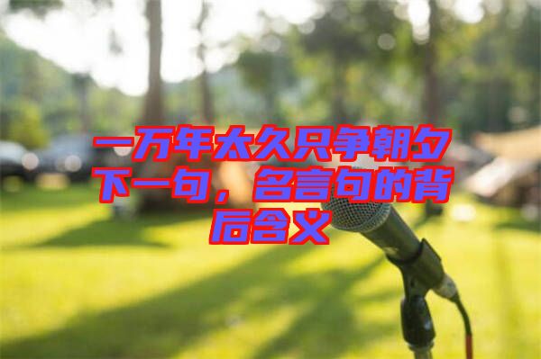 一萬年太久只爭朝夕下一句，名言句的背后含義