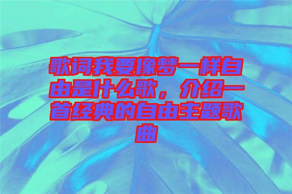 歌詞我要像夢一樣自由是什么歌，介紹一首經典的自由主題歌曲
