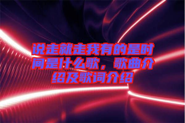說走就走我有的是時間是什么歌，歌曲介紹及歌詞介紹