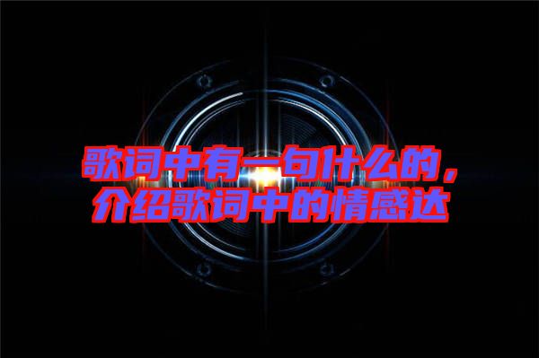 歌詞中有一句什么的,介紹歌詞中的情感達(dá)