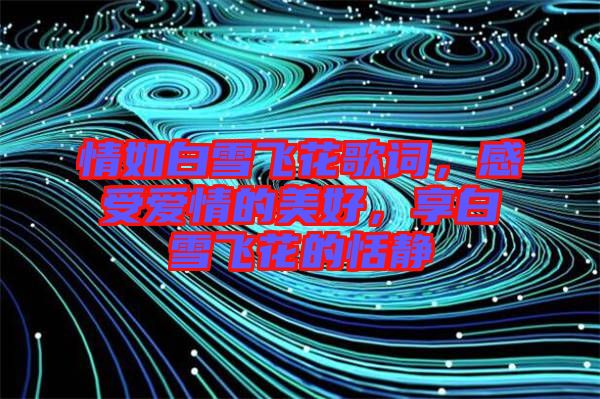 情如白雪飛花歌詞，感受愛情的美好，享白雪飛花的恬靜