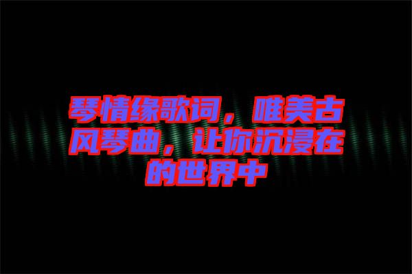 琴情緣歌詞,唯美古風(fēng)琴曲,讓你沉浸在的世界中