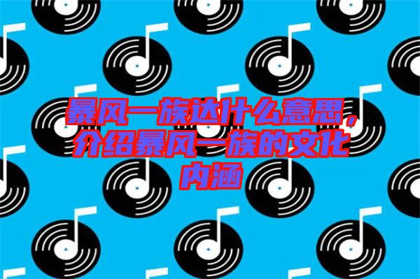 暴風一族達什么意思，介紹暴風一族的文化內涵