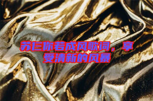蘇仨你若成風歌詞,享受清新的風暴