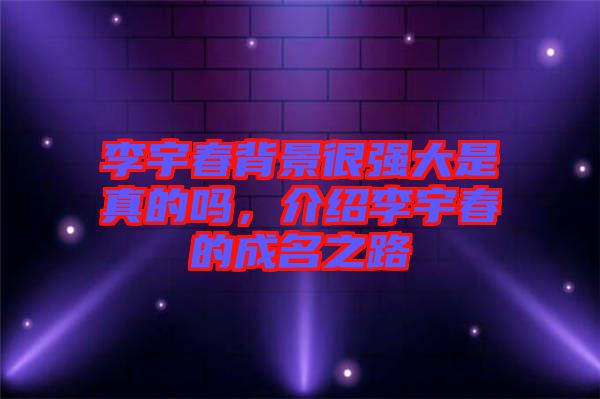 李宇春背景很強大是真的嗎，介紹李宇春的成名之路