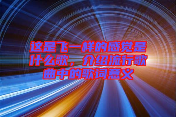 這是飛一樣的感覺是什么歌，介紹流行歌曲中的歌詞意義