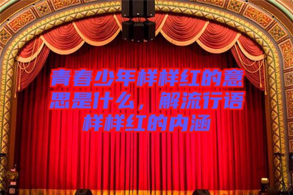 青春少年樣樣紅的意思是什么,解流行語(yǔ)樣樣紅的內(nèi)涵
