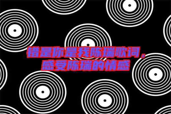 錯(cuò)是你是我陳瑞歌詞，感受陳瑞的情感