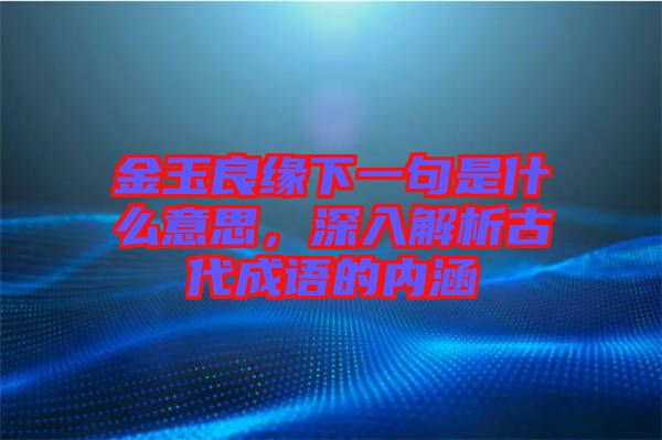 金玉良緣下一句是什么意思，深入解析古代成語的內涵