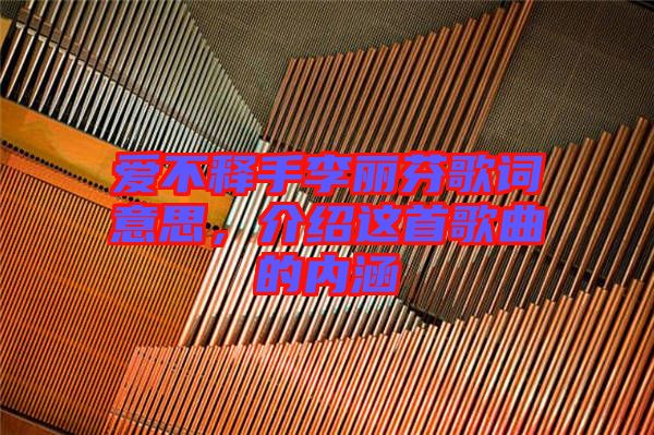 愛不釋手李麗芬歌詞意思，介紹這首歌曲的內(nèi)涵