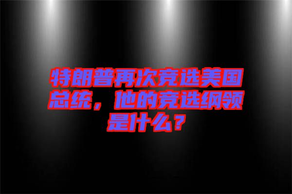 特朗普再次競選美國總統(tǒng),他的競選綱領(lǐng)是什么?