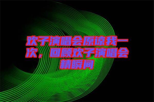 歡子演唱會原諒我一次，回顧歡子演唱會精瞬間