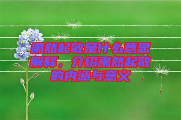 肅然起敬是什么意思解釋，介紹肅然起敬的內涵與意義