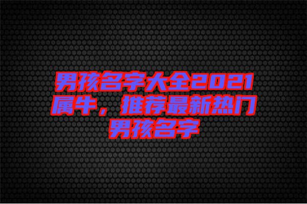 男孩名字大全2021屬牛,推薦最新熱門(mén)男孩名字