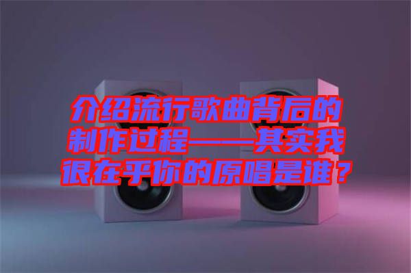 介紹流行歌曲背后的制作過(guò)程——其實(shí)我很在乎你的原唱是誰(shuí)?