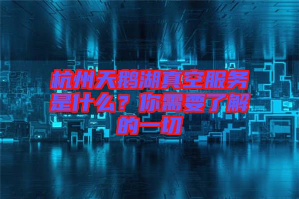 杭州天鵝湖真空服務是什么？你需要了解的一切