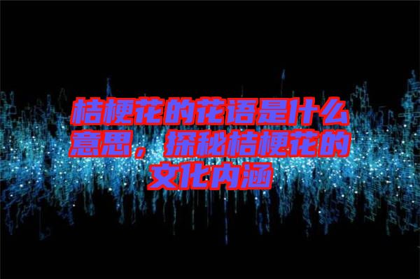 桔梗花的花語(yǔ)是什么意思,探秘桔梗花的文化內(nèi)涵