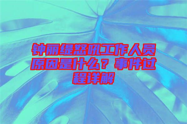 鐘麗緹怒吼工作人員原因是什么?事件過(guò)程詳解