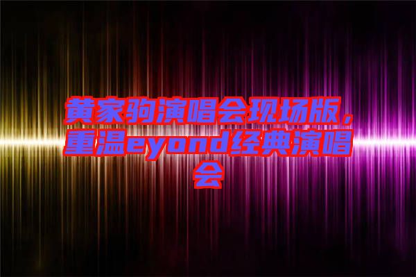 黃家駒演唱會現場版,重溫eyond經典演唱會
